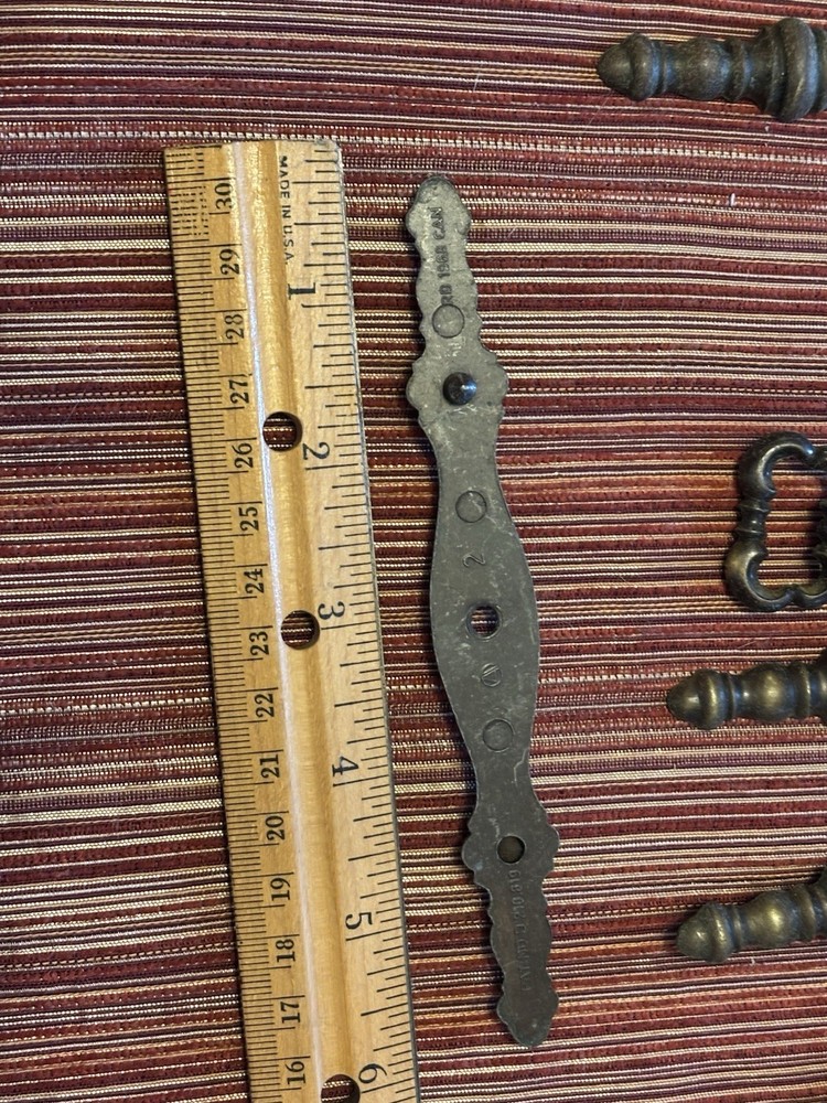 12 Vintage Brass Drawer Handles With Ring Pulls 5.5” 1968 RD
