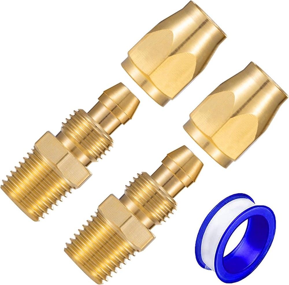 Premium Solid Brass 2PCS Reusable Replacement Fitting 1/4 Inch, Bronze