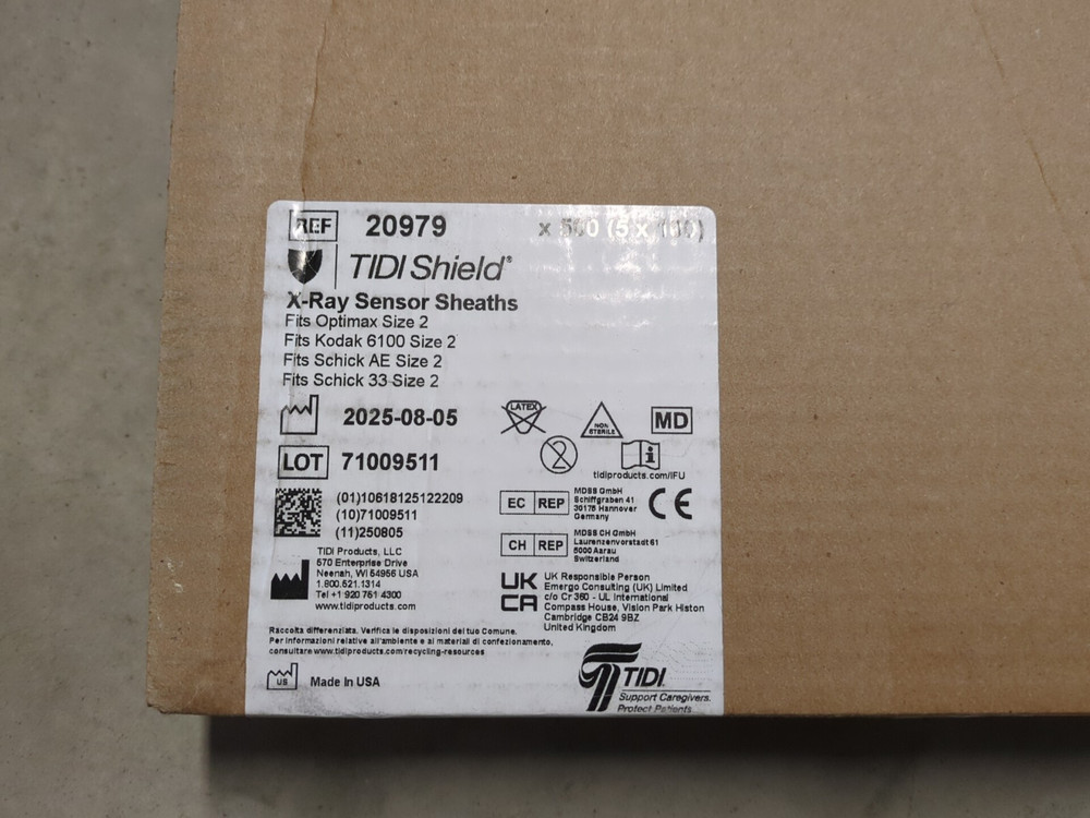 TIDIshield X-Ray Sensor Sheaths / Sleeves Size 2 - 500ct - 20979