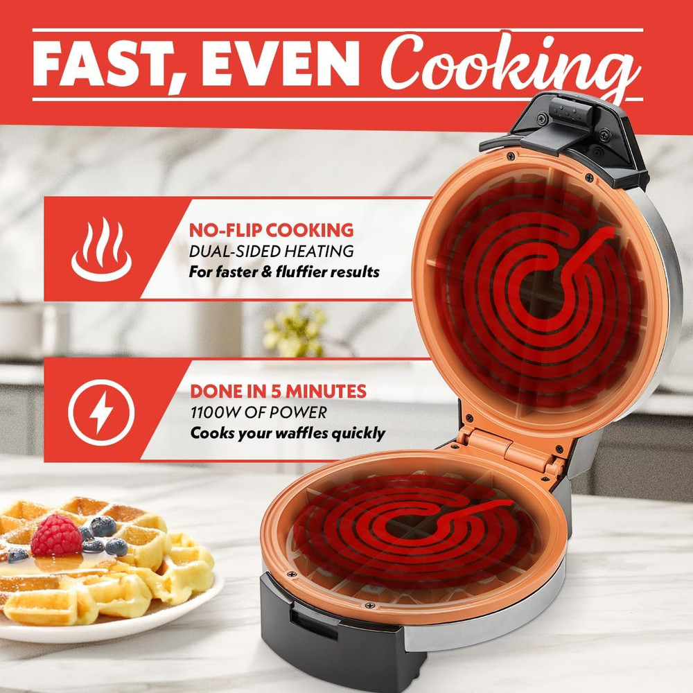 Belgian Waffle Maker – Compact Design with Upright Storage, Adjustable Browning,