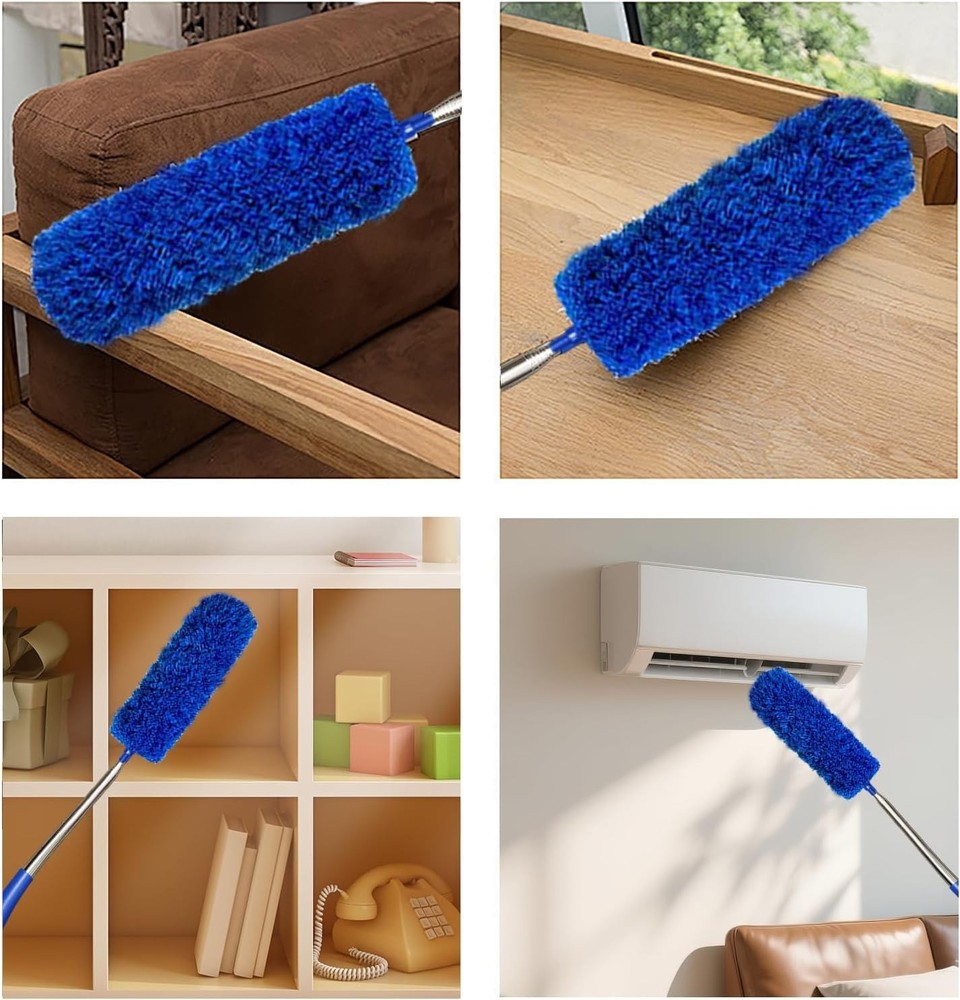 Extendable 100 Inch Ceiling Duster Kit Spider Web Brush with 2 Washable Heads
