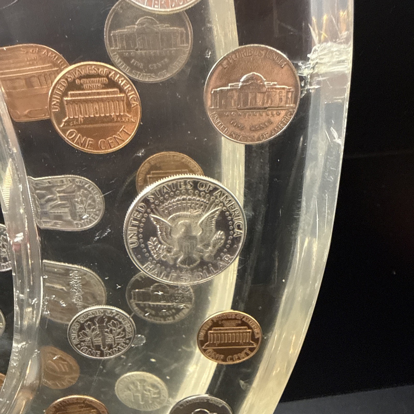 Lucite Las Vegas Toilet Seat Watch Gears U.S. Coins 1965-1981 Time Is Money