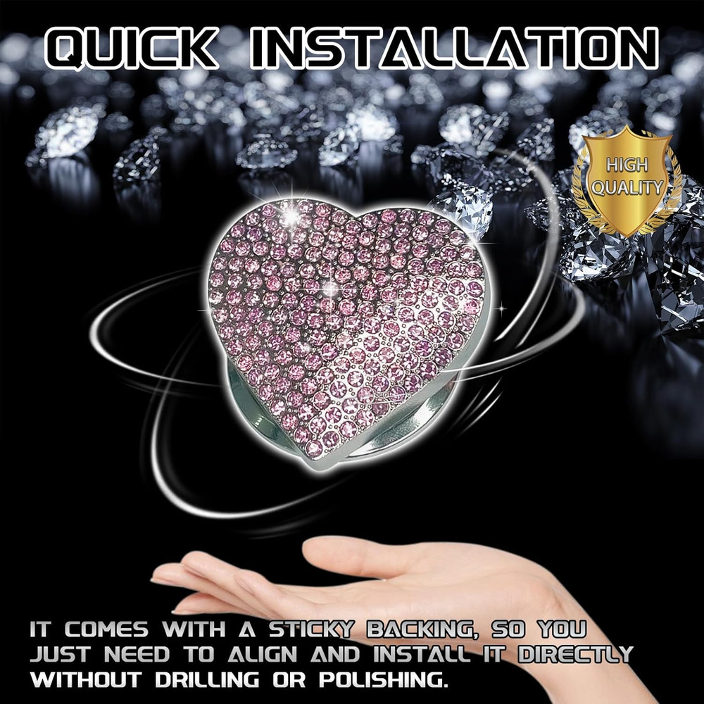 Heart Shape Car Engine Start Button Cover, Sparkly Rhinestone Ignition Button De