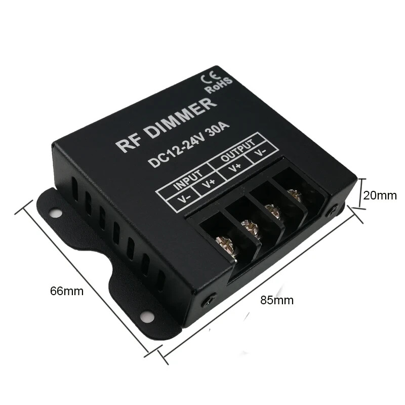 Led Single Strip Dimmer DC12-24V 30A 360W Output Controller RF Wireless Remote