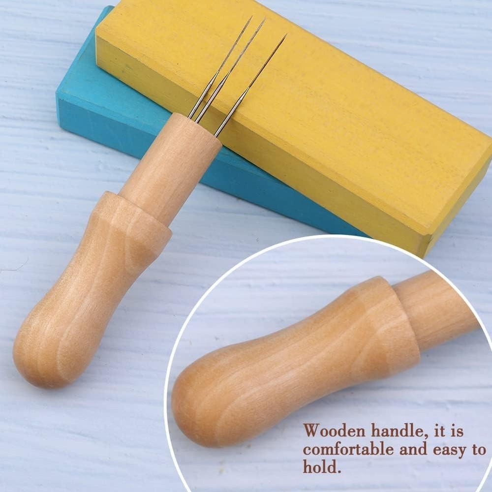 Complete Wool Felting Kit - Includes 3 Needles, Finger Protector & Craft Guide