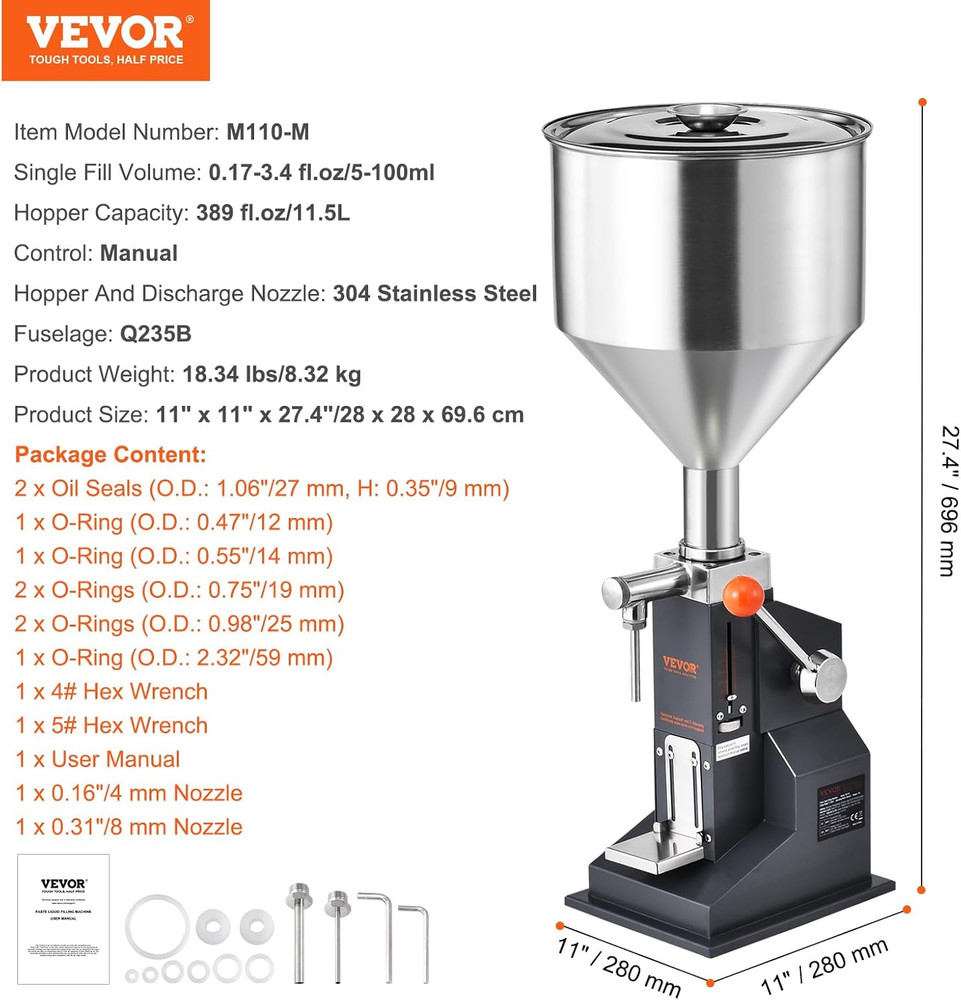 Manual Paste Liquid Filling Machine, 5-100Ml Adjustable Bottle Filling Machine,