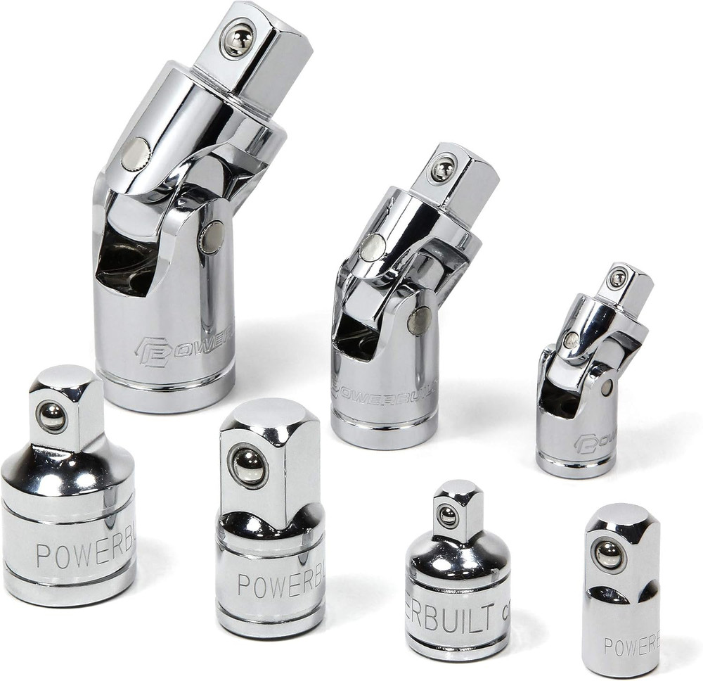 7 Piece Universal Joint and Socket Adaptor Set, U-Joint and Socket Extension Set