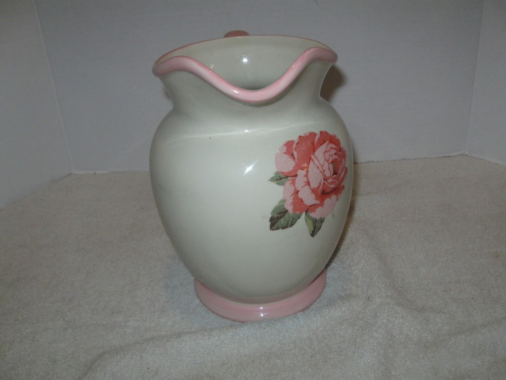 Harry And David Pink Flower Water Pitcher