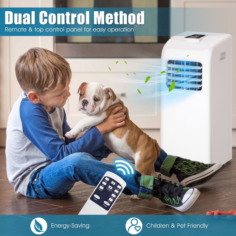 8000 BTU Portable Air Conditioner & Dehumidifier Function Remote w/ Window Kit