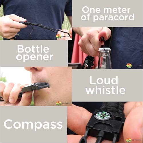 Compass 44 Tactical Keychain 8-in-1 multitool for camping, hiking