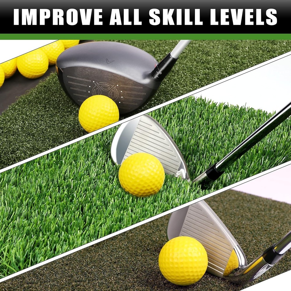19" x 27.5" Tri-Turf Golf Hitting Mat with Ball Tray | Solid Adhesive Technol...
