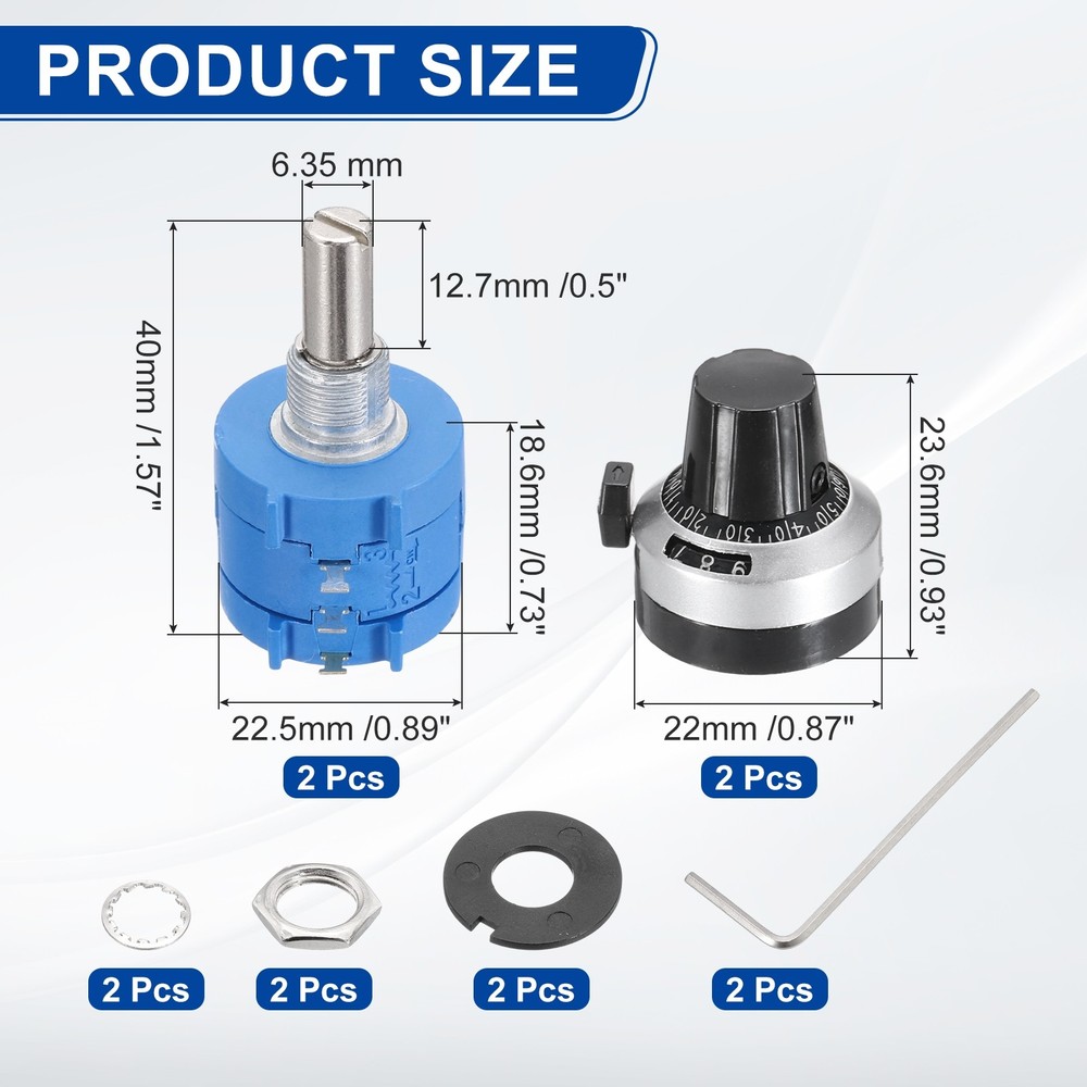 2 Set 3590S-2-102L 1Kohm Precision Multi Turn Wirewound Potentiometer Type 3