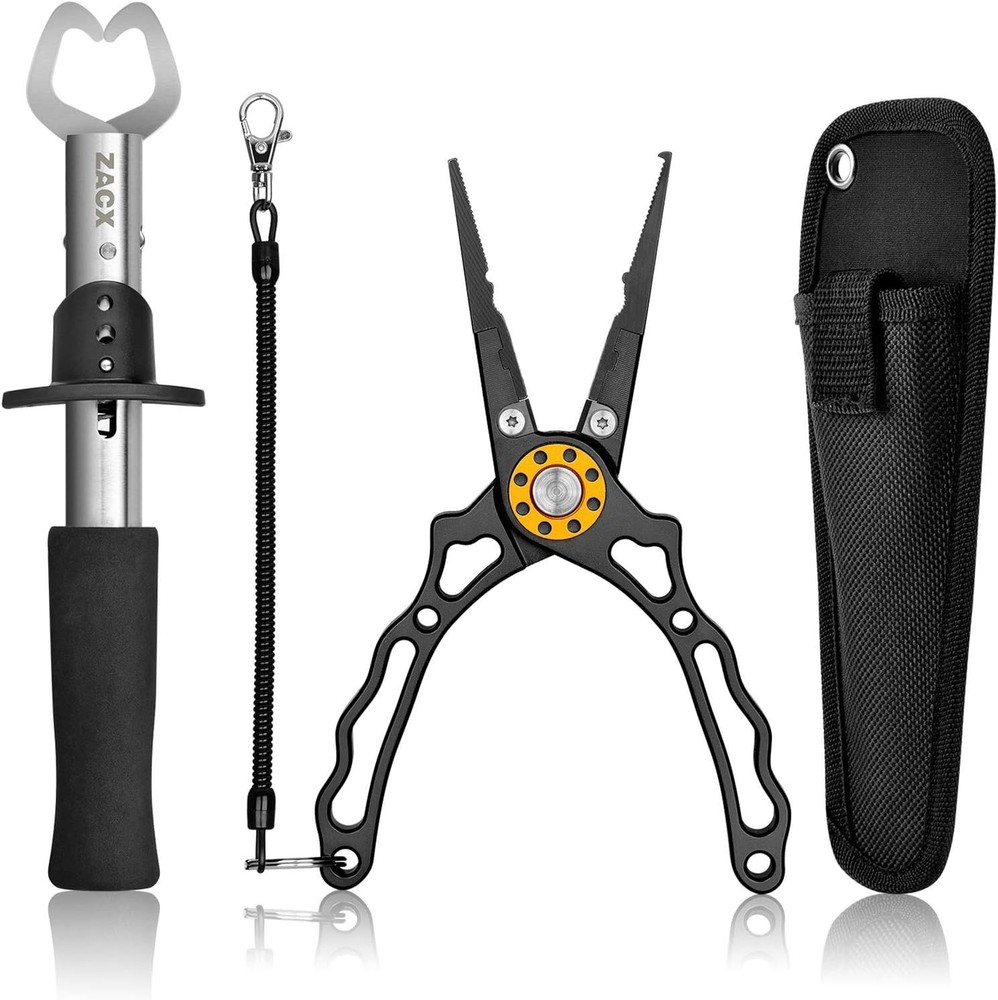 Fish Lip Gripper Pliers Upgraded Muti-Function Hook Remover & Split Ring Pliers