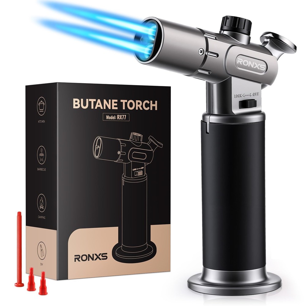 RONXS Torch Lighter, Refillable Kitchen Butane Torch, Cooking Black