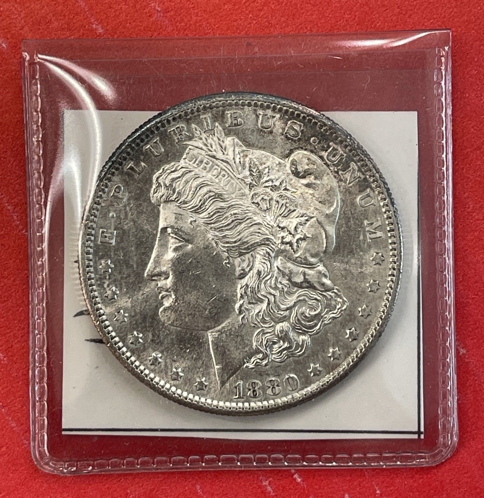 1880 S Morgan Silver Dollar, Gem Uncirculated.
