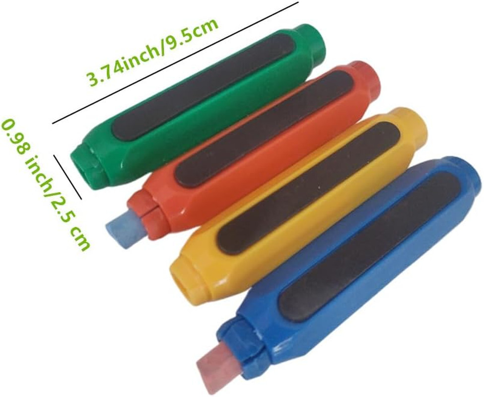 Plastic Magnetic Chalk Holders with Storage Case, 4 Pack Blackboard Adjustable C