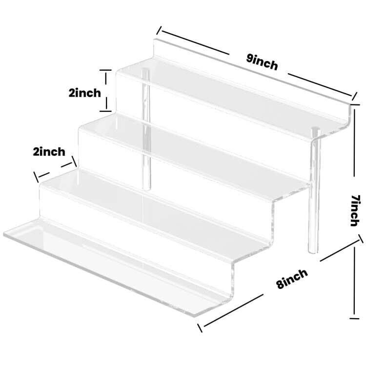 2 Pack 4-Tier Acrylic Display Riser Shelf Perfume Organizer for Cupcake Figures