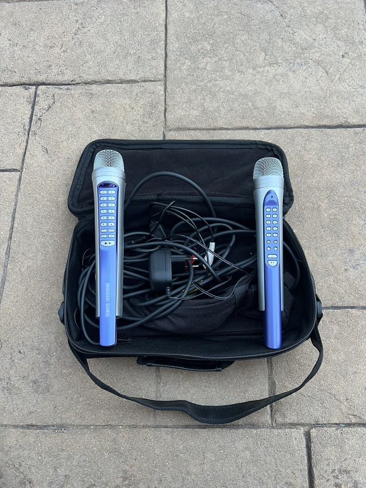 Two Magic Sing Portable Karaoke Mic Bundle with Case Tested