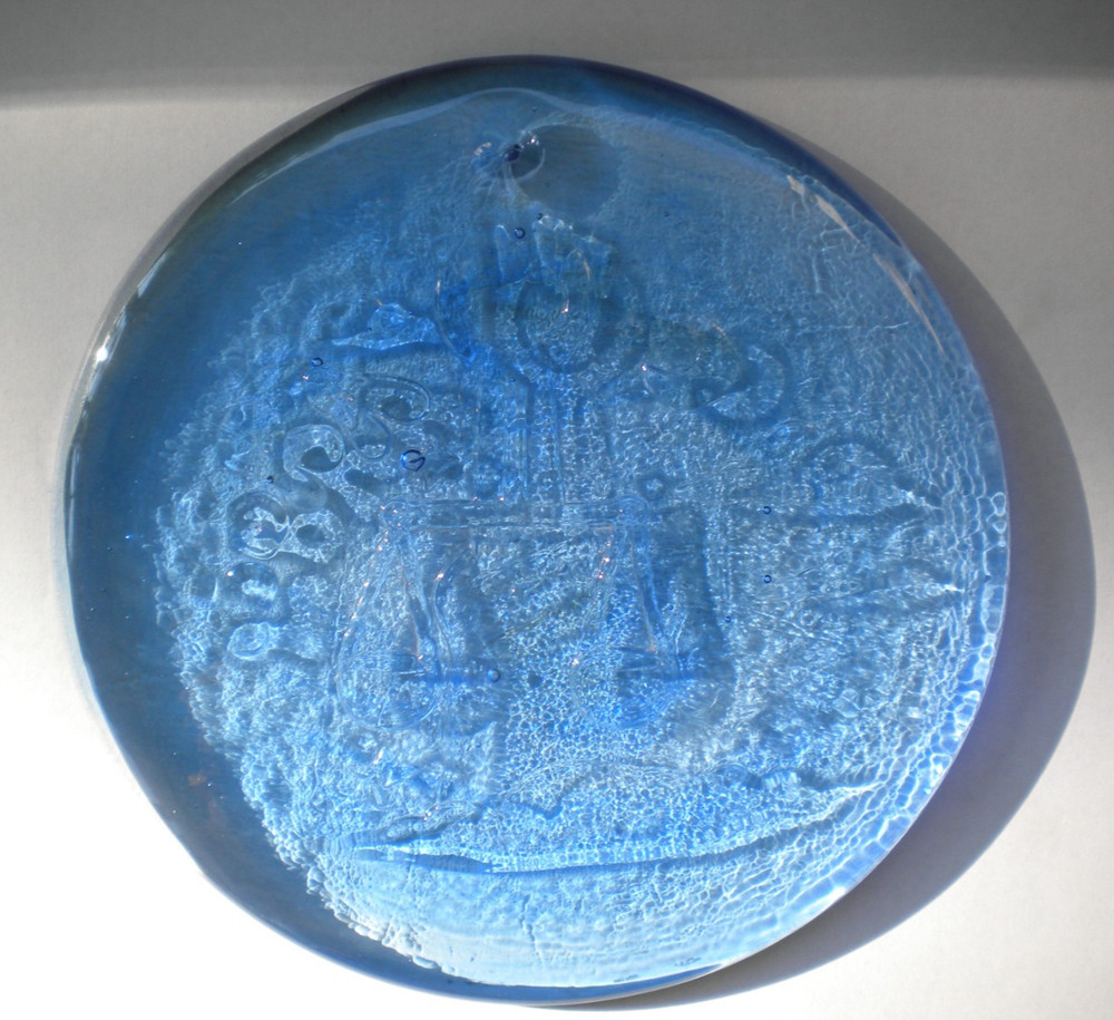 Blenko Glass Suncatcher - Libra - Denim Blue