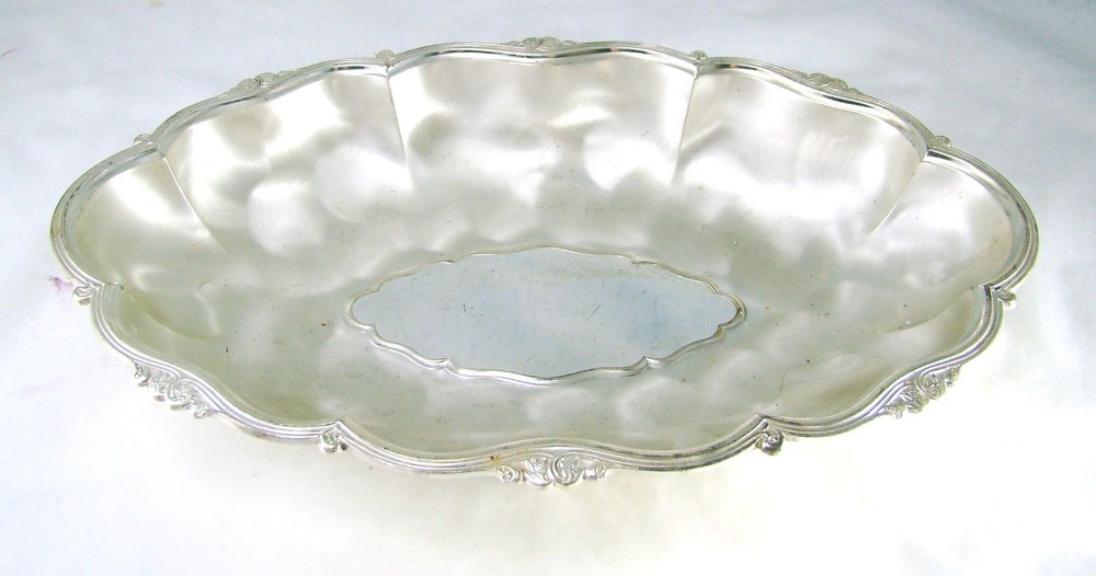 WMF E P Brass IKORA Silverplate Germany Footed Bread Tray Length 11 3/8"