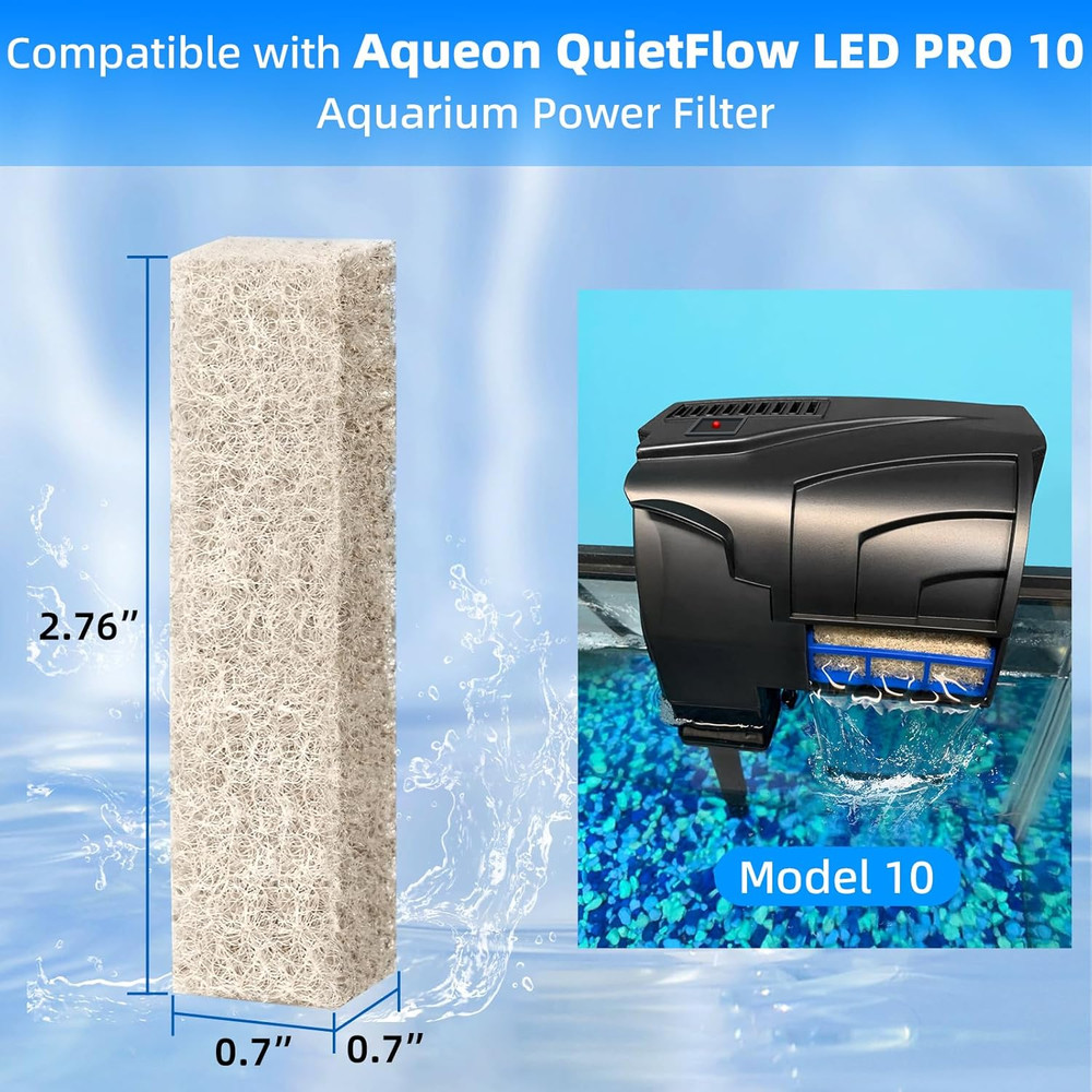 12-Pack Replacement Ammonia Reducer Pads Compatible with Aqueon QuietFlow 10 LED