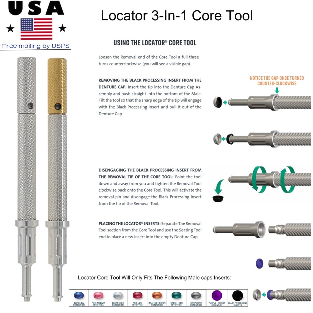 Locator Core Tool assembled Abutment Driver Male caps Insertion Extraction Tool