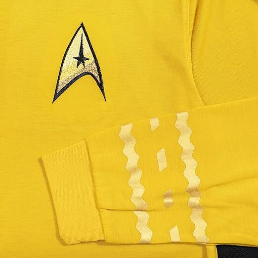 Adult Star Trek Long Sleeve Halloween Costume T-shirt Captain Kirk Cosplay Tee