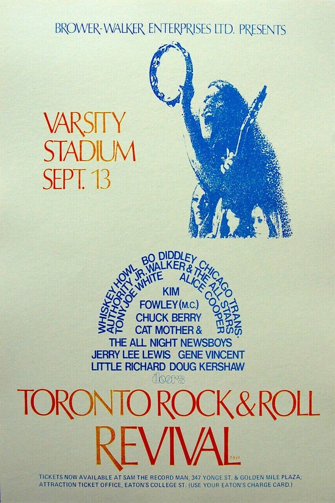 THE DOORS / JOHN LENNON 1969 TORONTO ROCK & ROLL REVIVAL POSTER / NMT 2 MINT