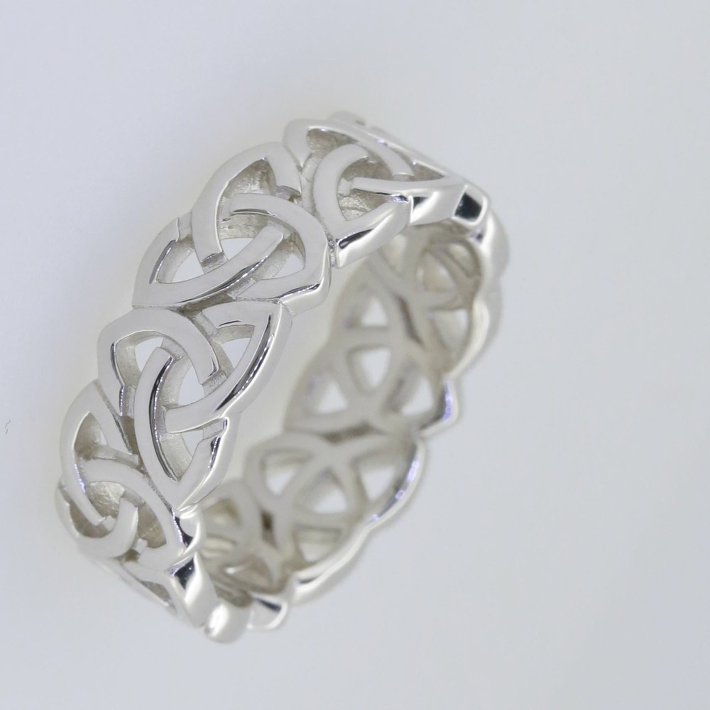 Sterling Silver 7 mm Celtic Knot Band Ring Topaz