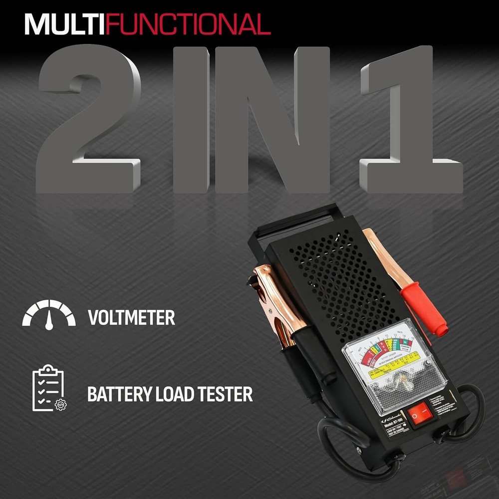2-in-1 Battery Load Tester & Voltmeter - 100 Amp for Accurate Diagnostics