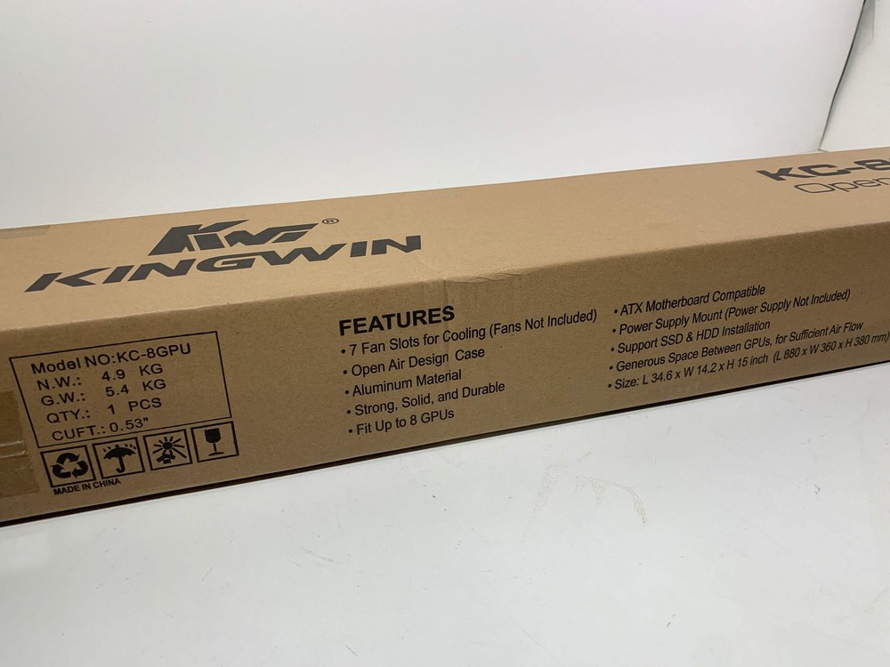 Kingwin 8 GPU Miner Rig Case Frame – Premium Stackable Aluminum Mining Rig Enclo