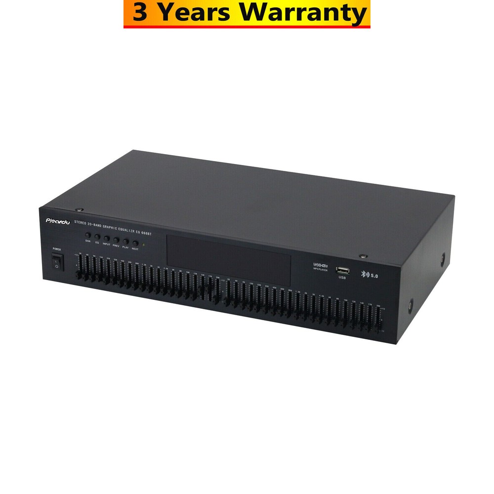 EQ666BT Dual 20-Band Stereo EQ Graphic Equalizer+Cables with Dual RCA Connector