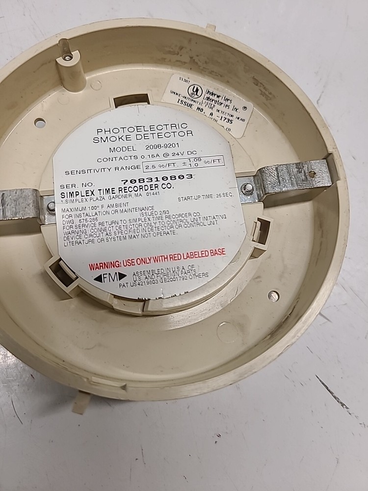 Simplex 2098-9201 Fire Alarm Smoke Detector Head