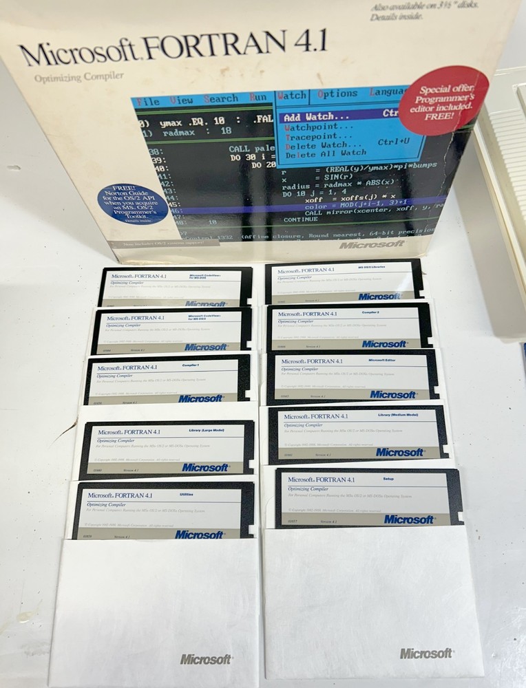 Microsoft Fortran Compiler Vrs 4.1 Includes Software Original Box