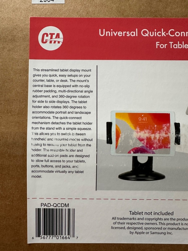CTA Digital Universal Quick-Connect Desk Mount For Tablets PAD-QCDM NEW