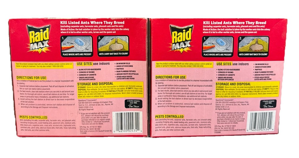 8 Raid Max Liquid Ant Bait Stations Kills Queen & Colony (2 Boxes x 4ct)