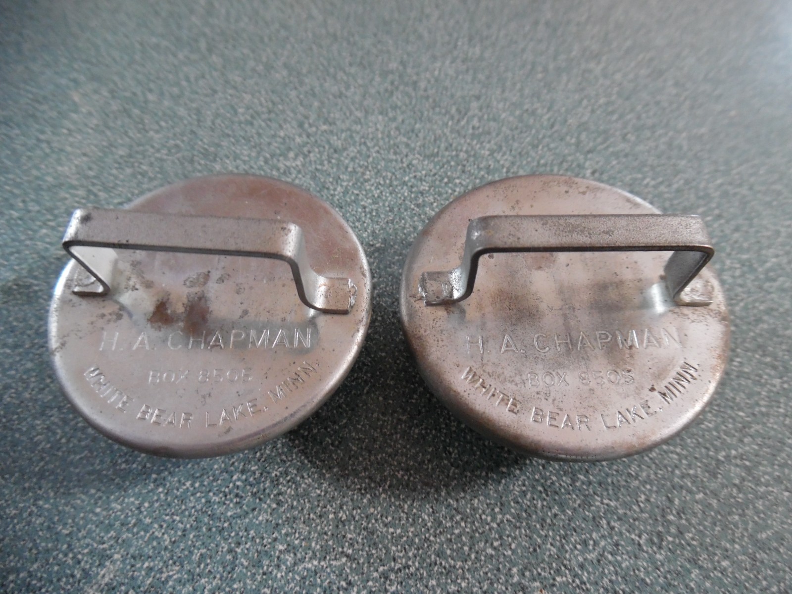 Vintage Pair Bridle Rosettes H.A. Chapman Horse Head Domed Green Glass 1960s