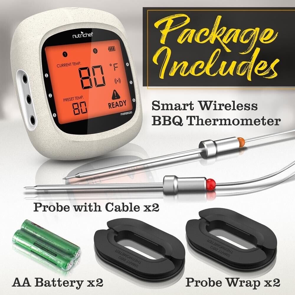 Nutrichef Bluetooth Wireless BBQ Digital Thermometer