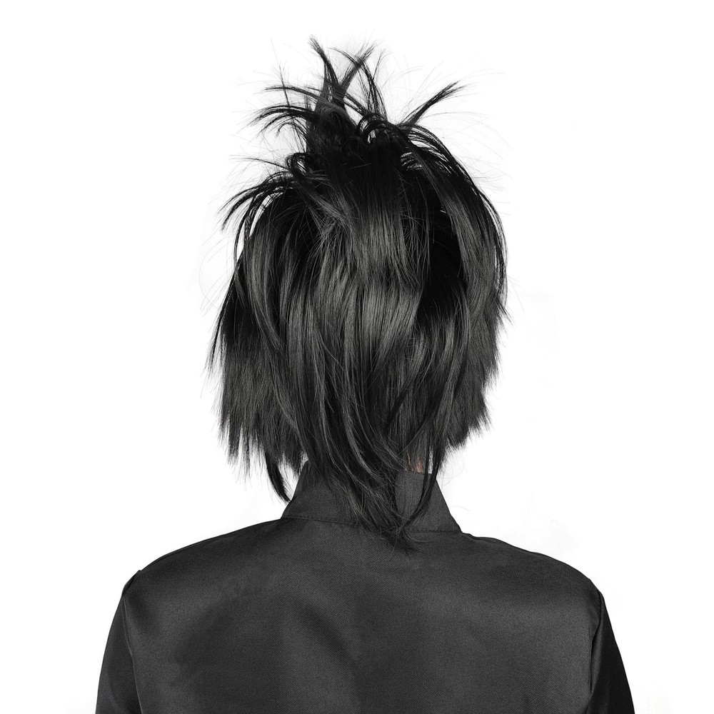 MUPUL Black Wig With Bangs Short Buns Black/Gothic Bride-2