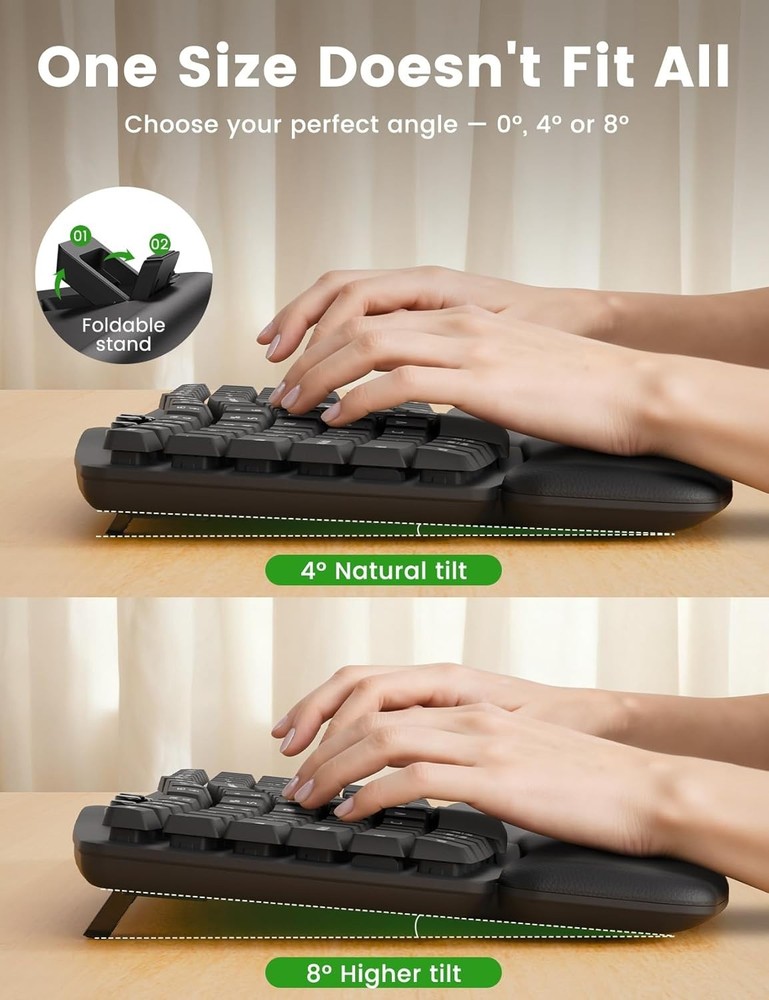 Wireless Keyboard and Mouse Combo, SABLUTE MA41 30dB Quiet Ergonomic Wave Keyboa