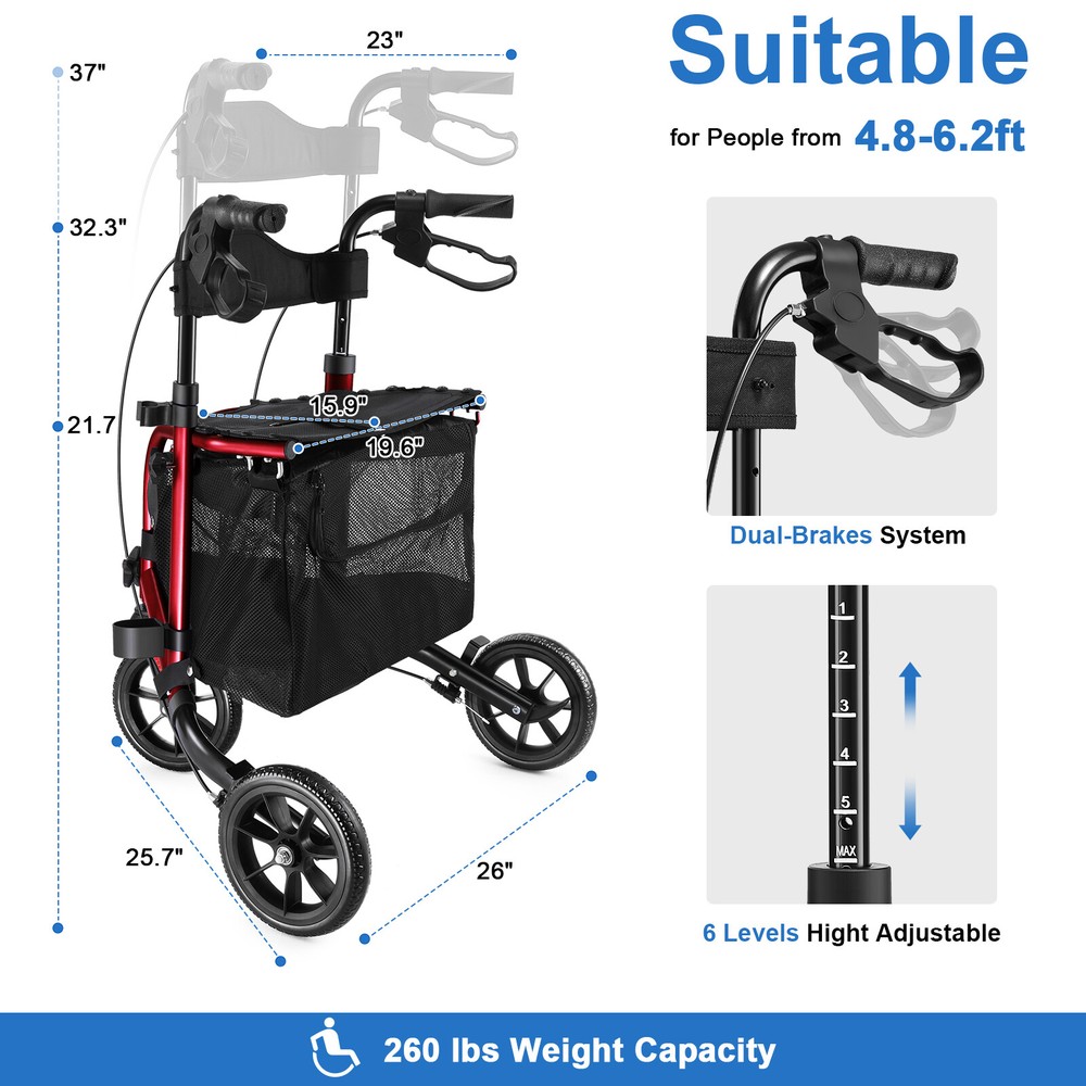 WALK MATE 3-Wheel Rolling WALK MATE 3-Wheel Rolling Adjustable Folding Rollator