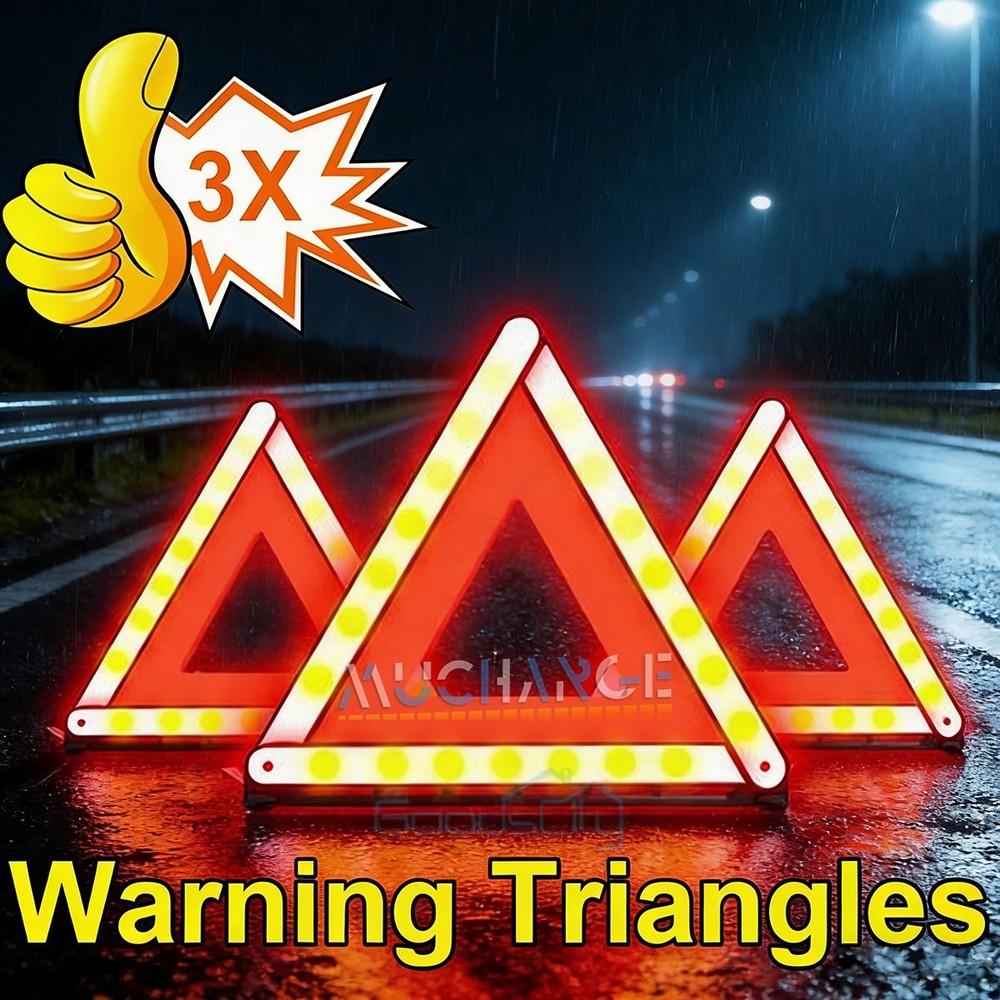 17" DOT Approved 3PCS Emergency Warning Triangles for Safety Triangle Reflective