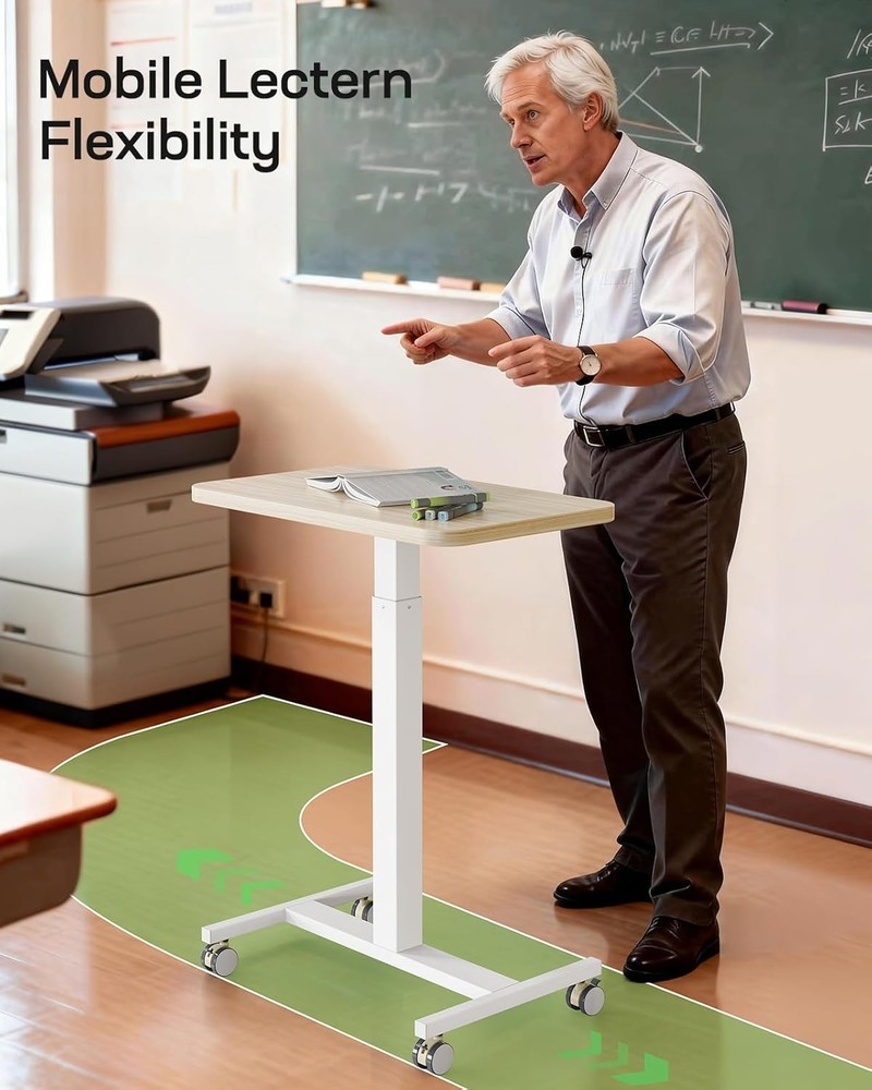 Mobile Standing Desk Wider Height Adjustable Computer Desk Rolling Sit Stand