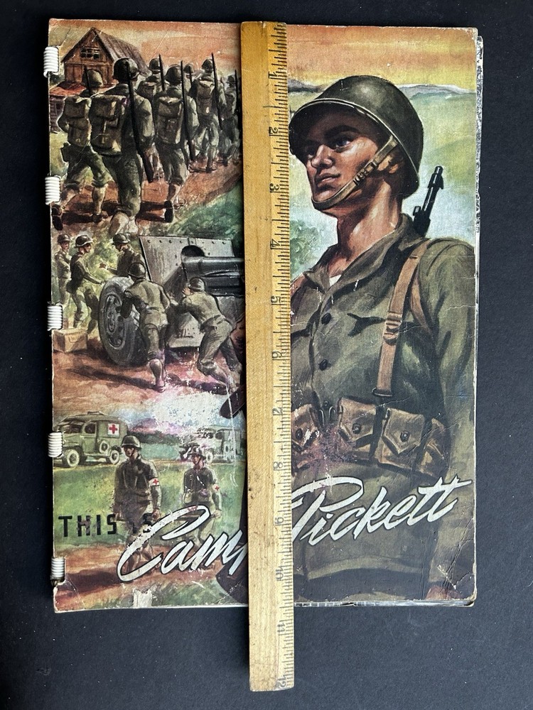 "THIS IS CAMP PICKETT" WW2 BOOKLET w/ GI's Personalized Comments & Notes 1945