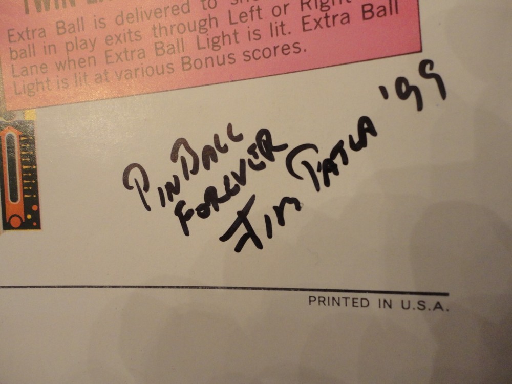 Flicker Pinball Machine Flyer Bally Original Autographed Brochure