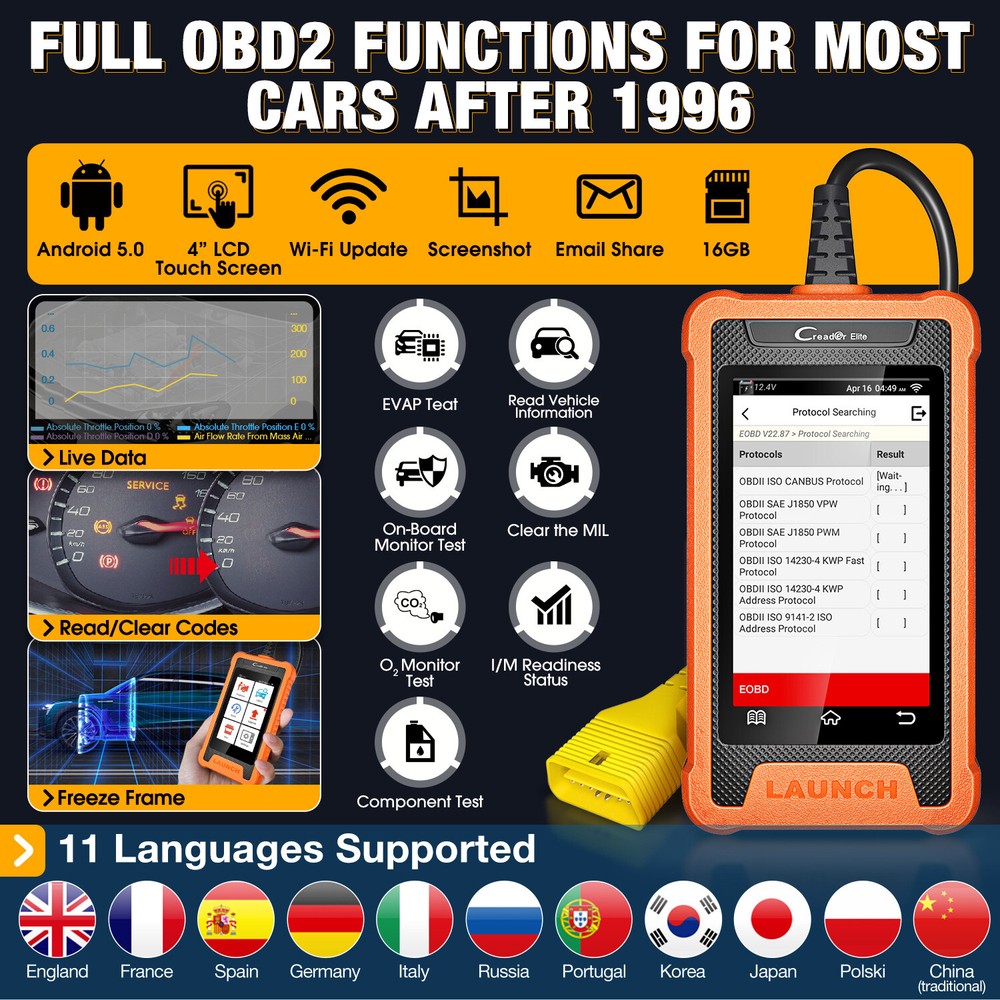 LAUNCH Creader Elite for Nissan OBD2 Car Diagnostic Tool Scanner Key Coding IMMO