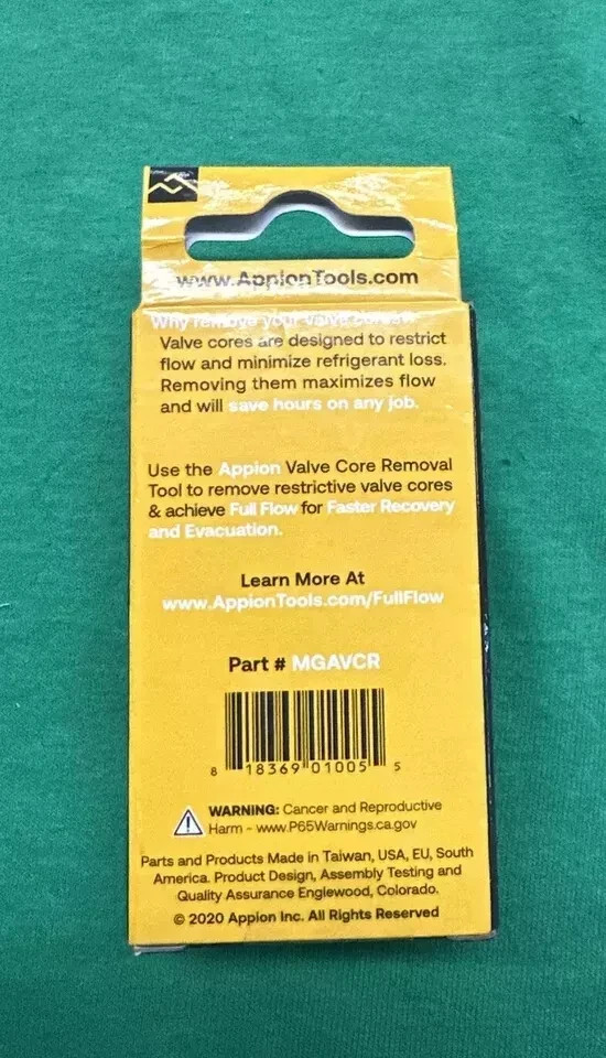 Appion Mgavcr Mega Flow Vacuum Rated Valve Core Removal Tool – 5/16 System Conne