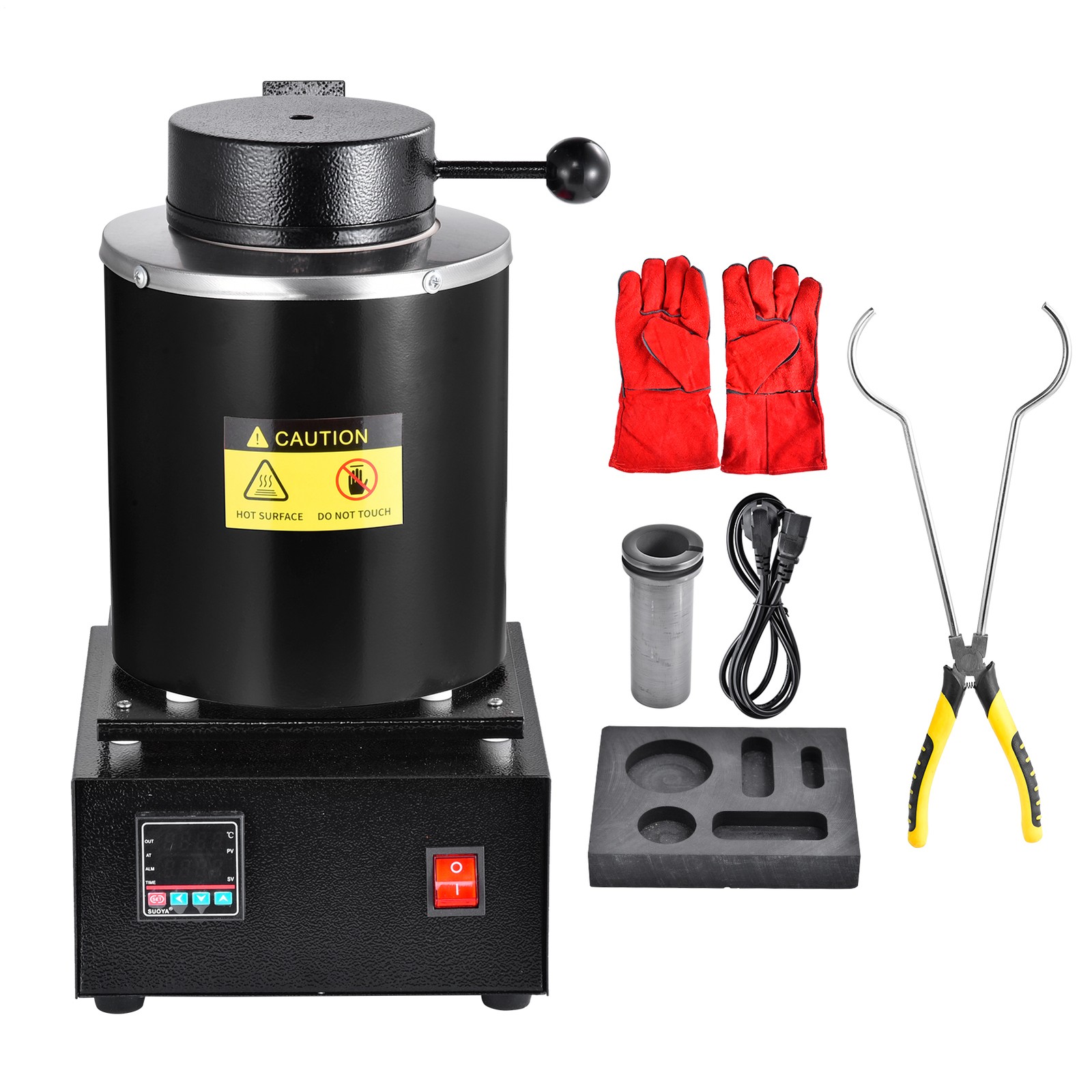 Gold Melting Furnace 1500W Electric Digital Smelting Furnace W/3KG Crucibles