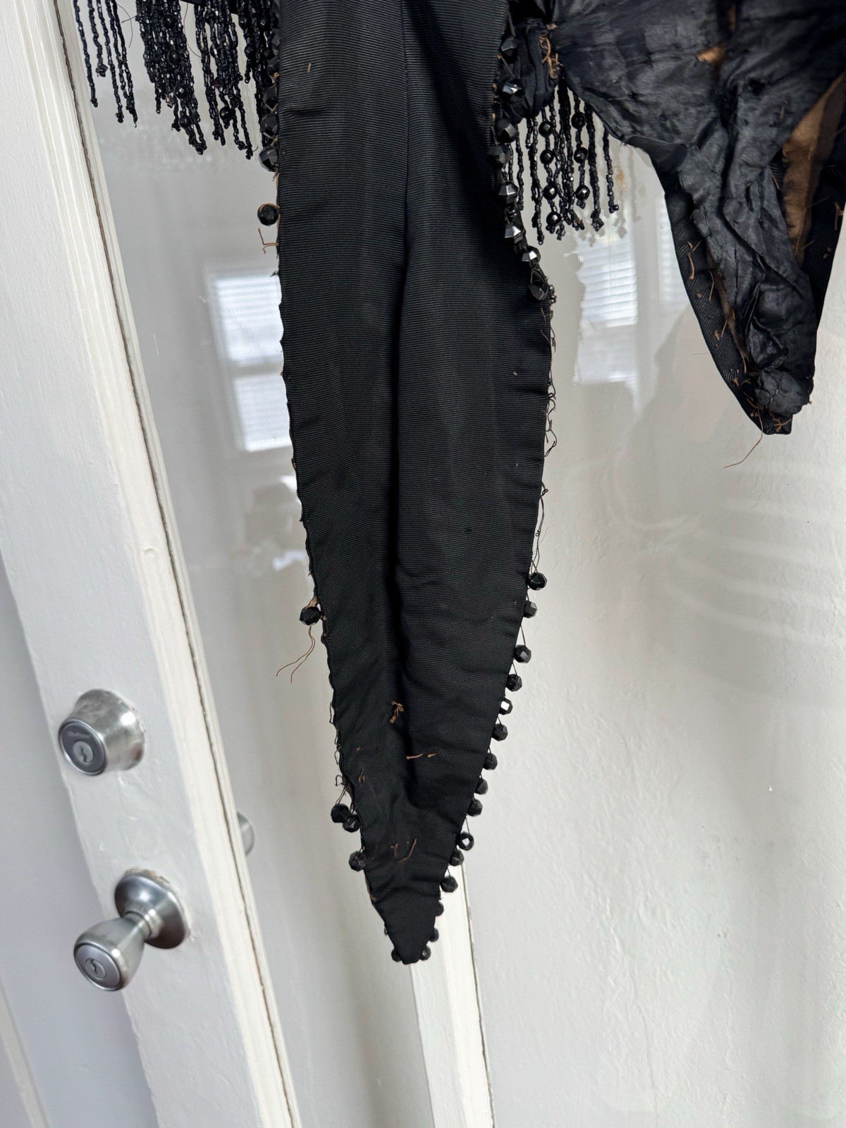 Antique Victorian Mourning Bodice Jacket with Jet Bead Fringe Late 19th Century