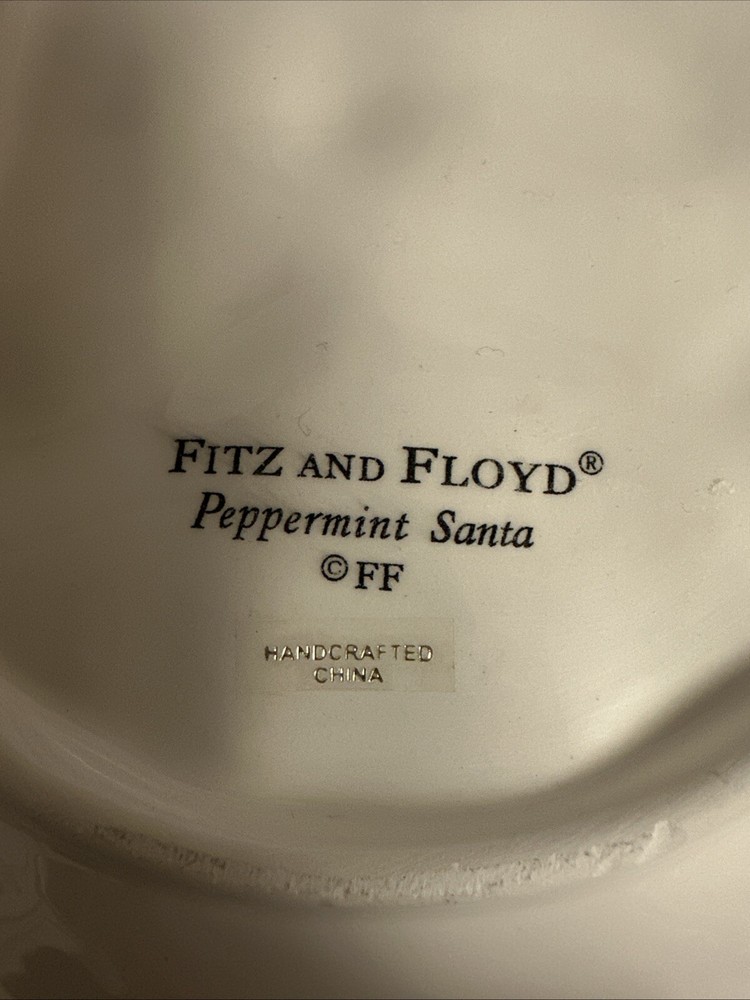 Fitz & Floyd Peppermint Santa Cookie / Candy Tray